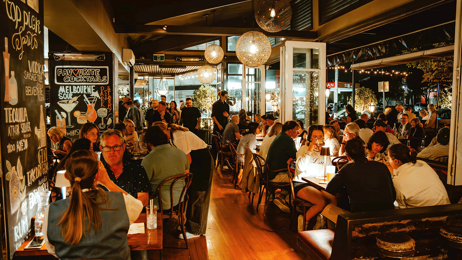 Busy evening dining atmosphere inside Goat House in Elsternwick